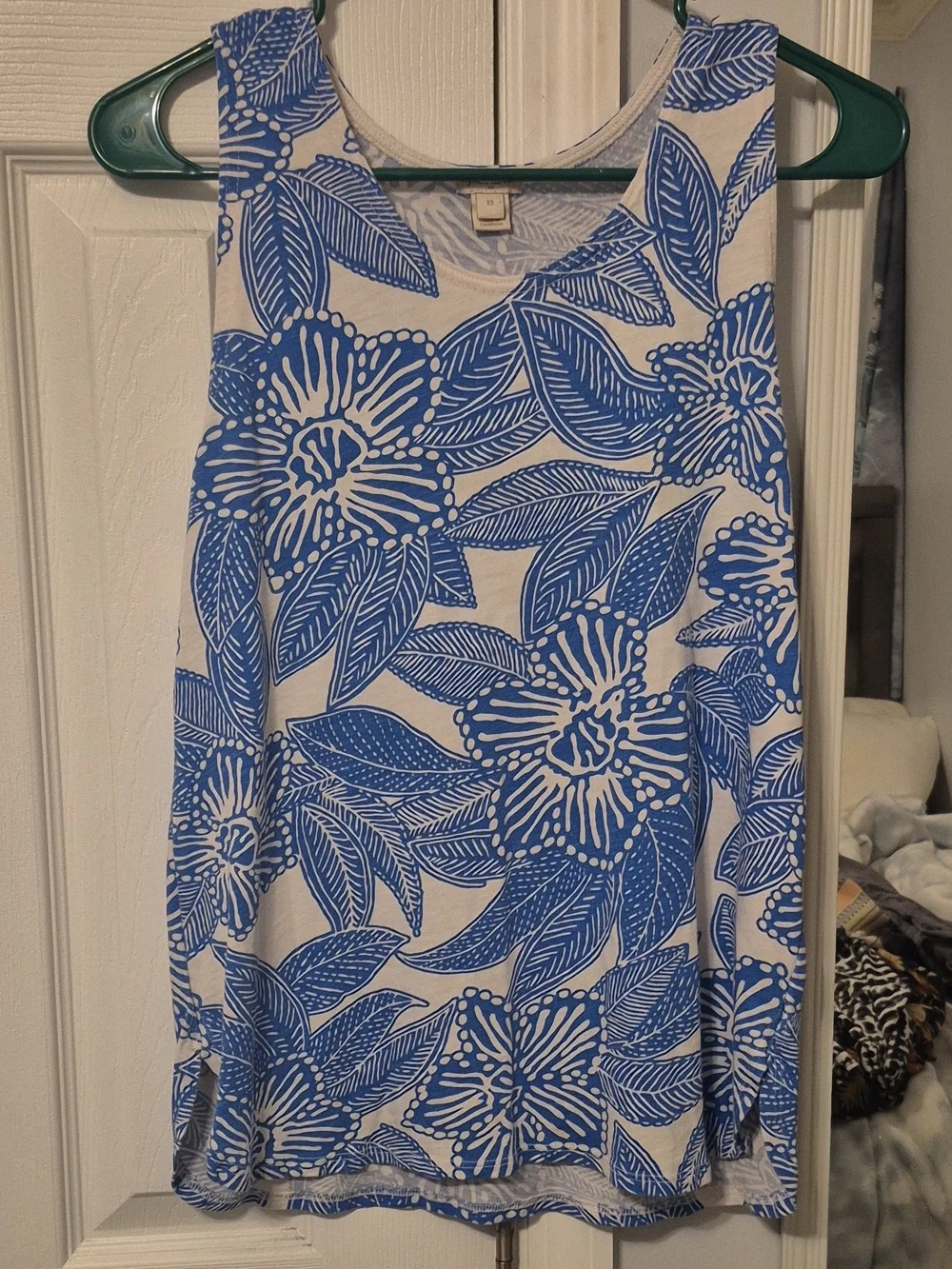 J. Crew Blue and White Floral Tank Top